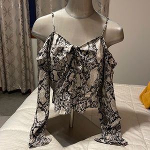 Express Cold Shoulder Snake Print Blouse